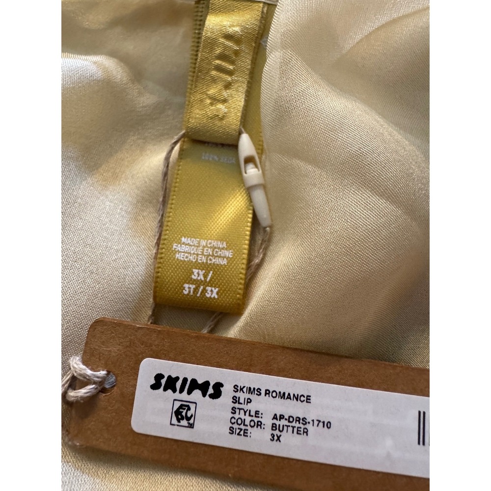 SKIMS Romance Halter Slip Dress Butter Yellow 100% Silk 3X New - Picture 5 of 5